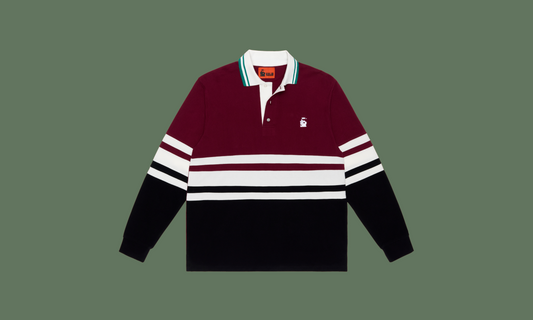 Burgundy Long-sleeved Embroidered Polo